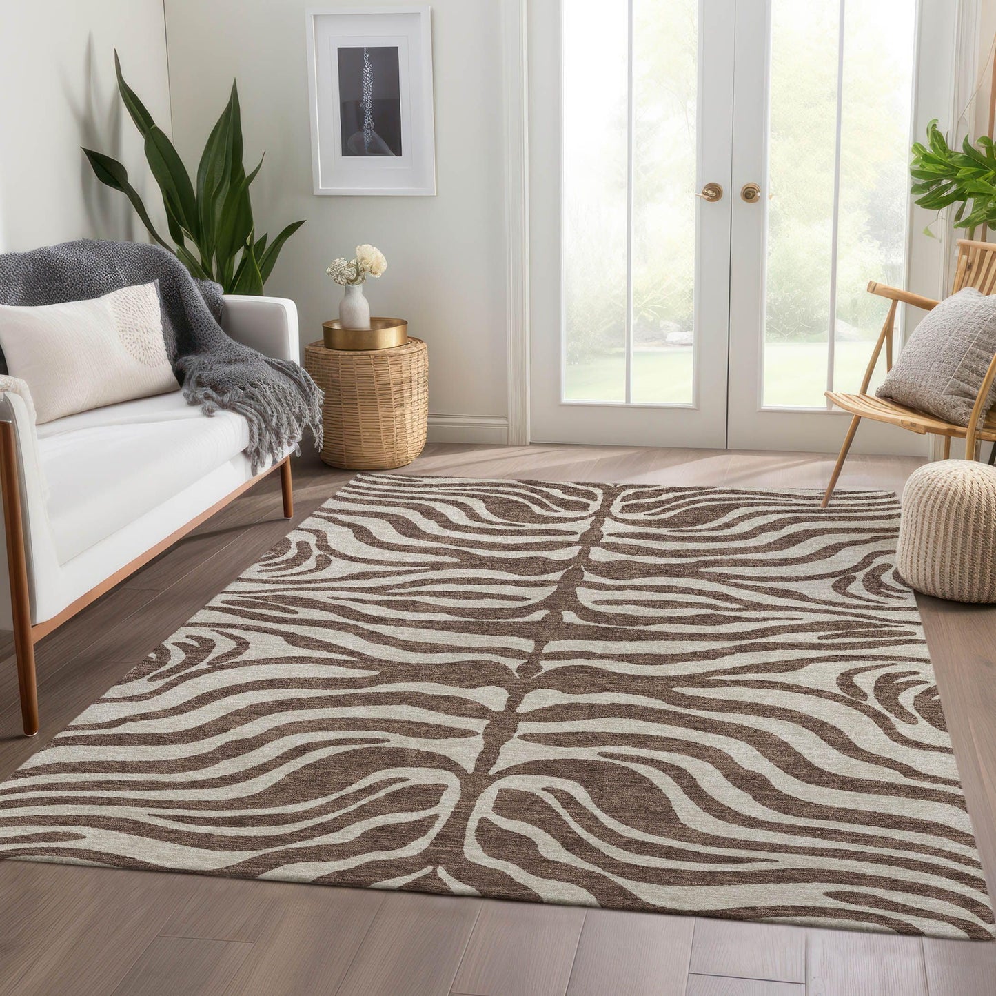 Addison Rugs Mayfield AMF1042 Brown 8' x 10' Indoor Premium Machine Washable Rug, Silky Soft, Easy Clean, Non Shedding, Bedroom, Living Room, Dining Room, Kitchen Rug