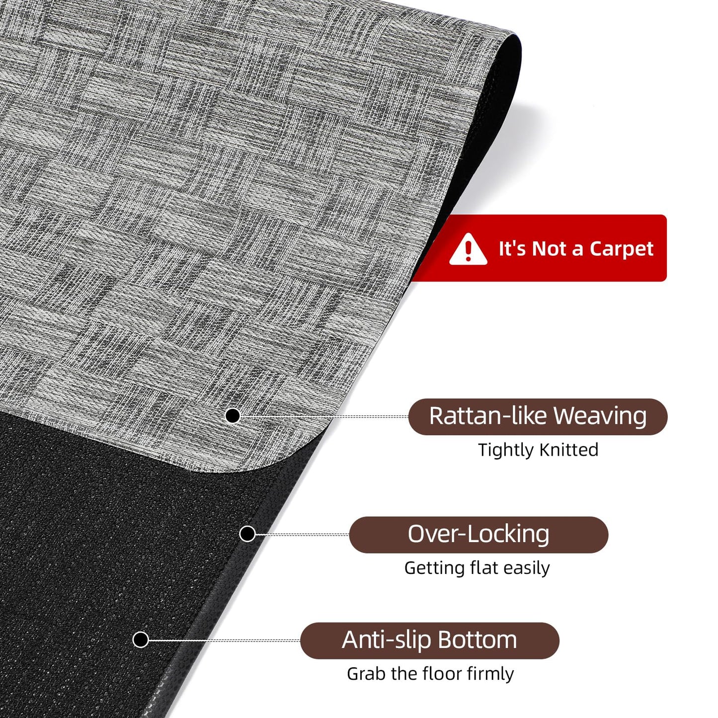 Yecaye Office Chair Mat for Hardwood Floor,30" x 48" Under Computer Desk Floor Protects for Rolling Chair,Non Slip PVC Woven Gaming Chair Mat,Not for Carpet (Lightgrey, 30" x 48")