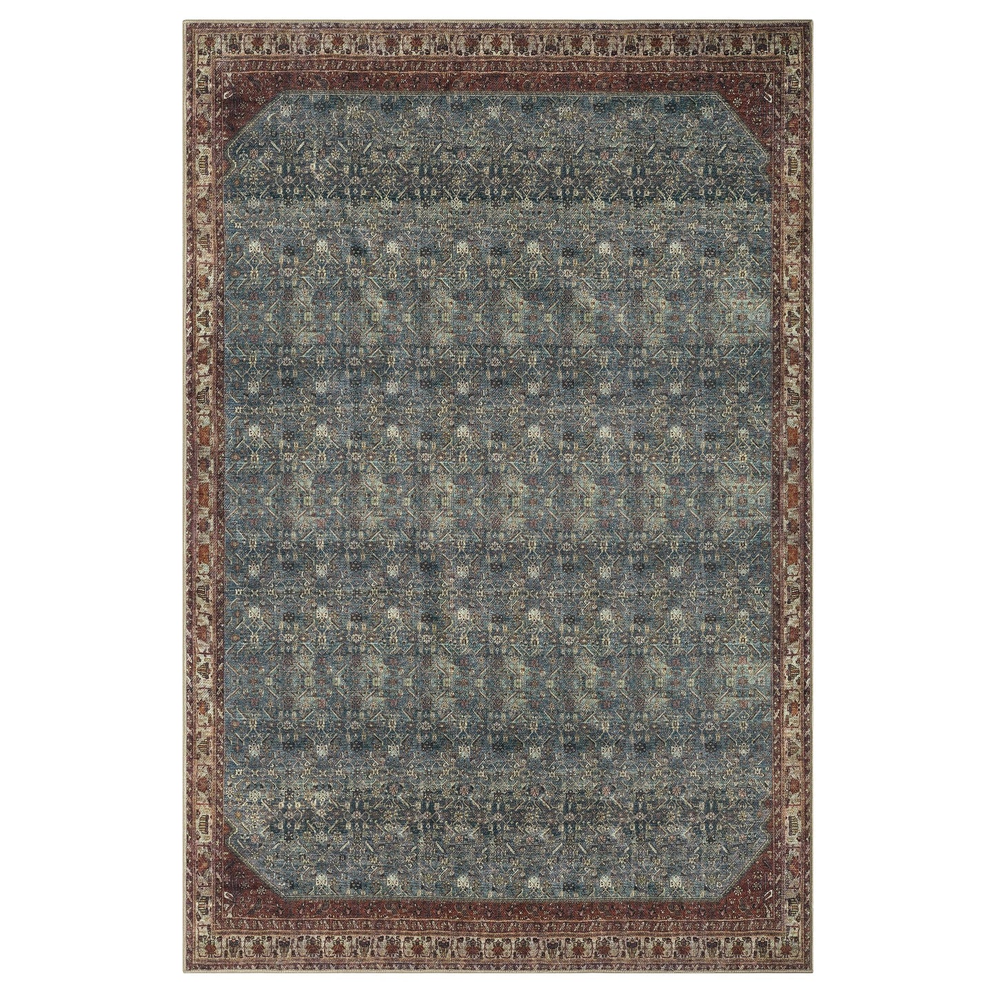 Keen Home Design 6x9 Rug - Machine Washable Area Rug with Non-Slip Backing, Ideal for Living Room, Dining Room, Bedroom - Vintage, Easy Clean, Durable, Low Pile Rug - (6' x 9')