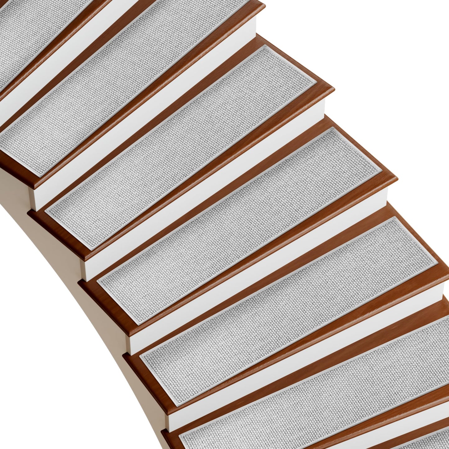 Deerly Linen Stair Treads Non Slip 10pcs Comfortable Stair Runner for Wooden Steps Peel and Stick Stairs Carpet Treads Indoor Staircase Covers Mat with Self-Adhesive Backing for Pets Kids 8"X30" Grey
