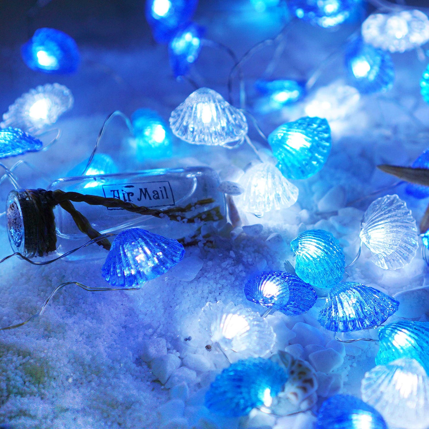 Cynzia Seashells String Lights, 40LED Beach Decoration Lights USB Plug in with 8 Modes Remote Control, Waterproof Ocean Fairy Lights for Bedroom Party Outdoor Wedding Holiday Christmas