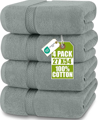 Utopia Towels 4 Pack Premium Bath Towels Set, 27 by 54 Inches, 100% Ring Spun