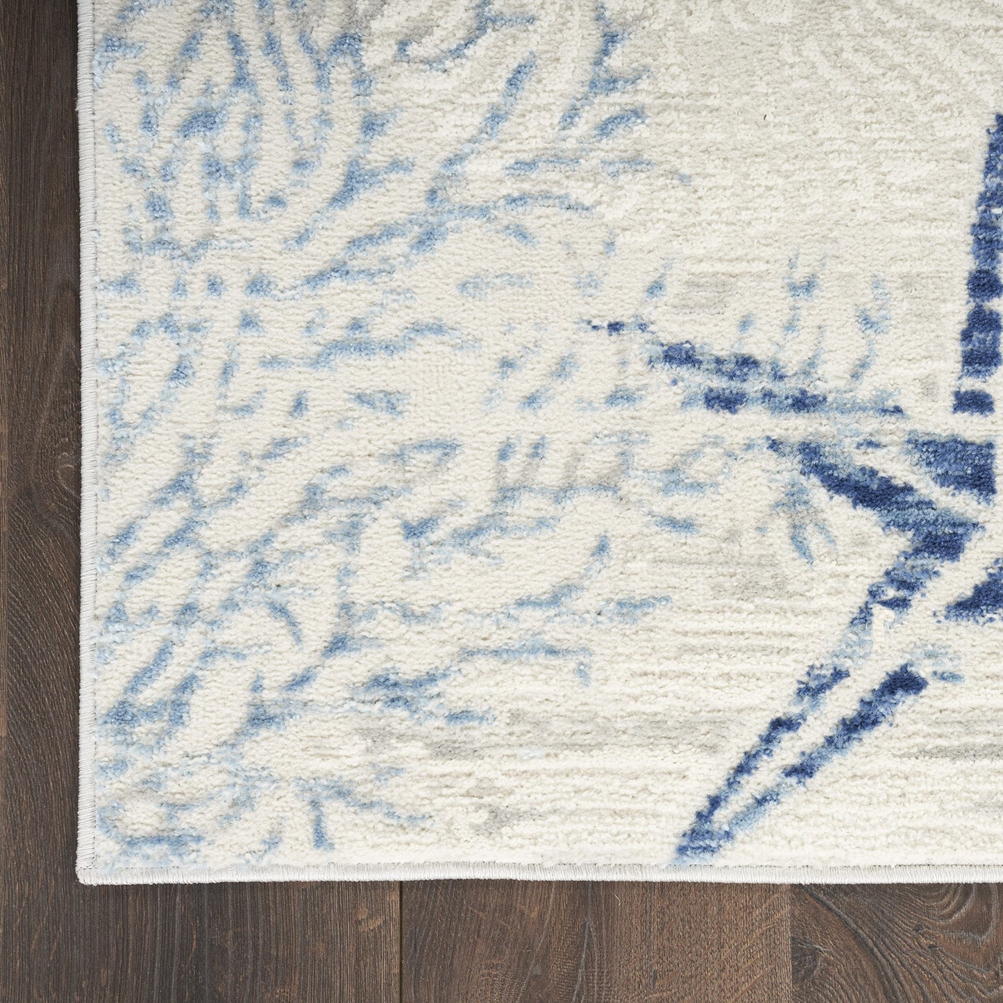 Nourison Home Pompeii Ivory Grey Blue 2'3" x 7'6" Area Rug - Easy Clean, Non Shedding, Bed Room, Living Room, Dining Room, Kitchen (8' Runner)