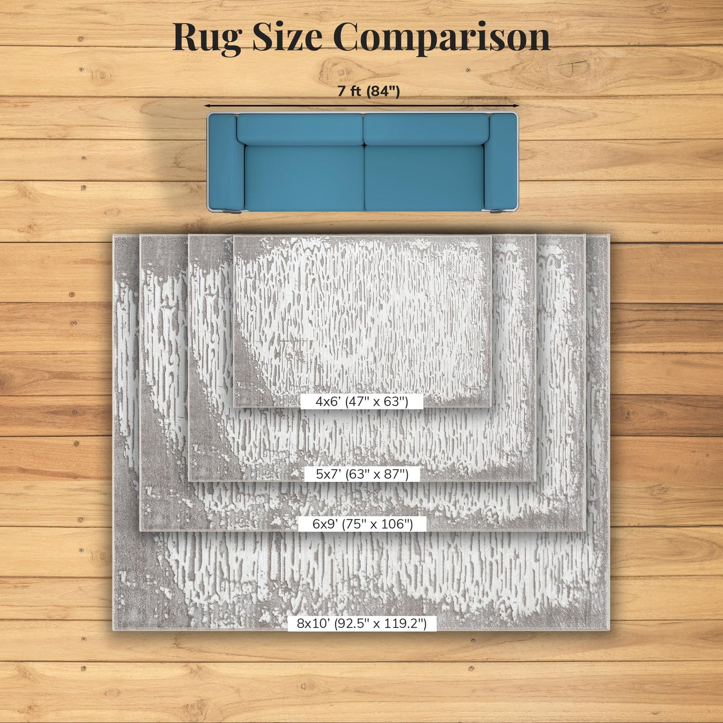 LUXE WEAVERS Artistic Metallic Gray 5x7 Area Rug, Plush Abstract Textured Living Room Carpet