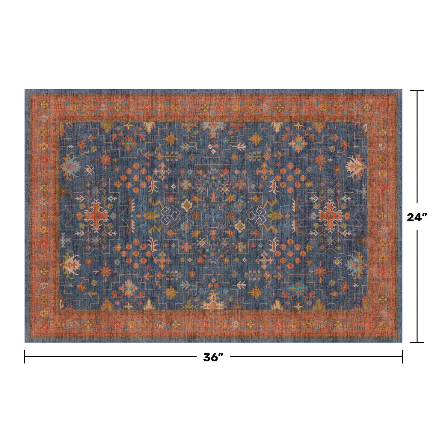 Hazo Haus Washable 2x3 Entry Rug Front Door Indoor, Farmhouse Small Area Rugs for Kitchen, Bathroom, Entrance, Non Slip Rubber Backed, Perfect for Boho Décor (2x3 Navy Blue)