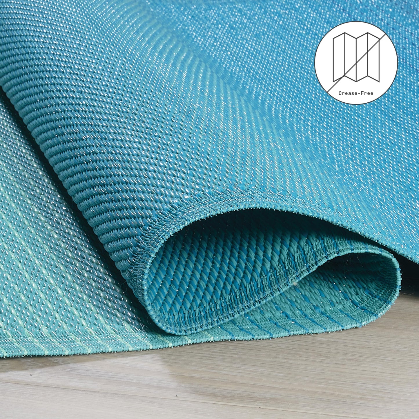 Fab Habitat Outdoor Rug - Waterproof, Fade Resistant, Crease-Free - Premium Recycled Plastic - Ombre - Patio, Porch, Deck, Balcony - Big Sur - Teal - 5 x 8 ft