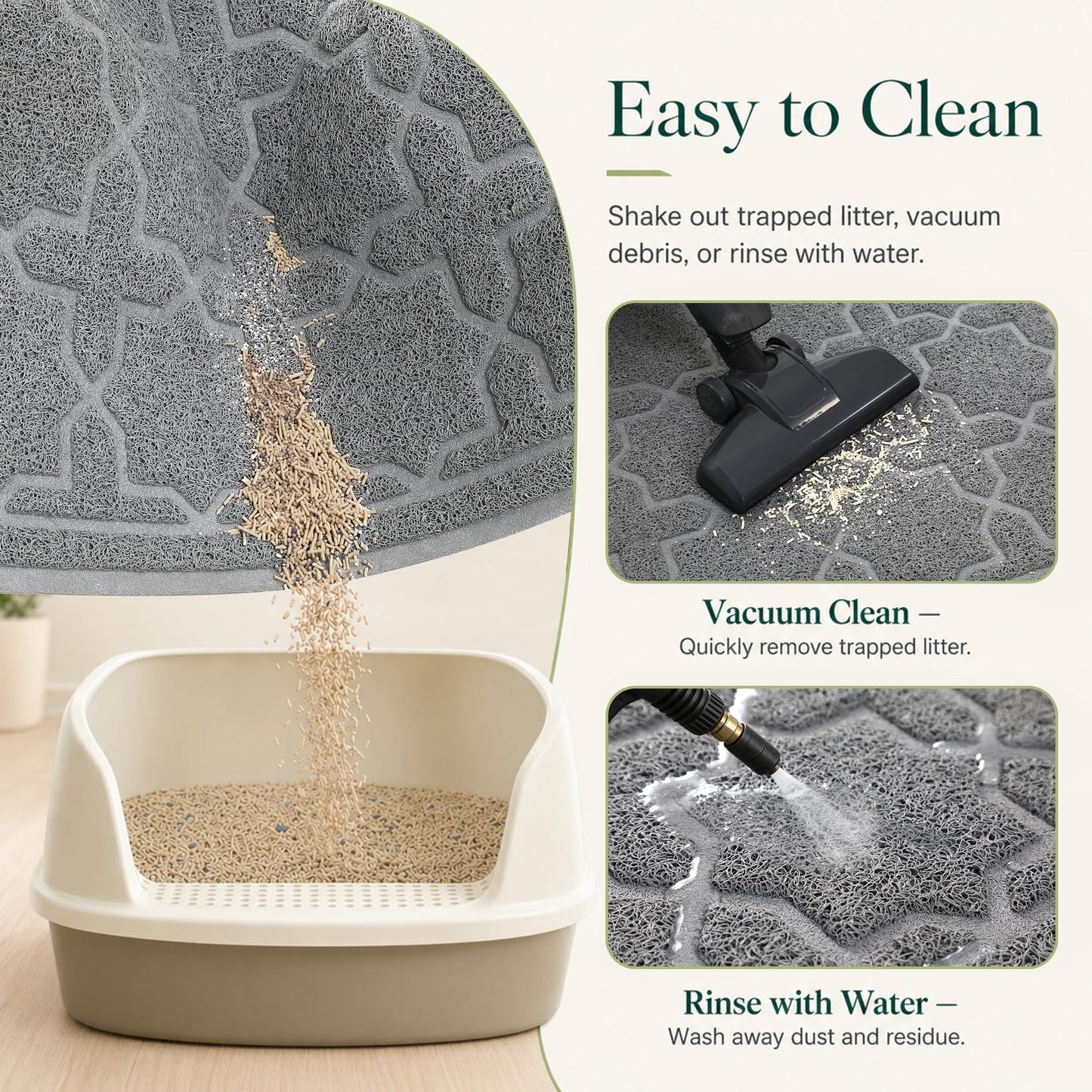 Yimobra Cat Litter Mat, Easy Clean Trapping PVC Mat, 35.4" x 23.6", Waterproof Backing, Non Slip Bottom, Scatter Control Pad for Litter Box, Dark Grey
