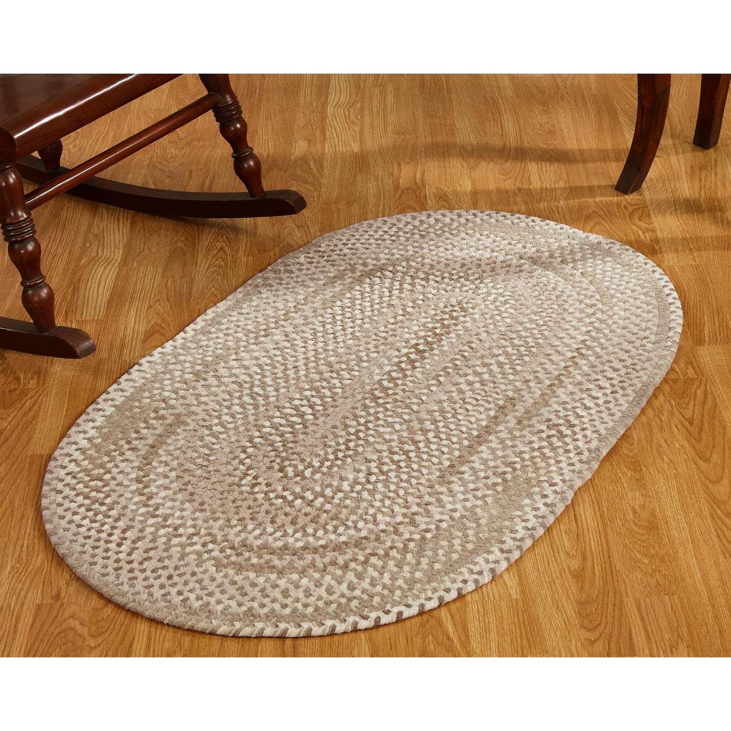 Better Trends Ombre Braided Area Rug, 36" x 60" Oval, Reversible and Durable, 100% Soft Cotton Chenille, Ideal for Living Room, Bedroom, Ergonomic Comfort Standing Braided Mat - Beige