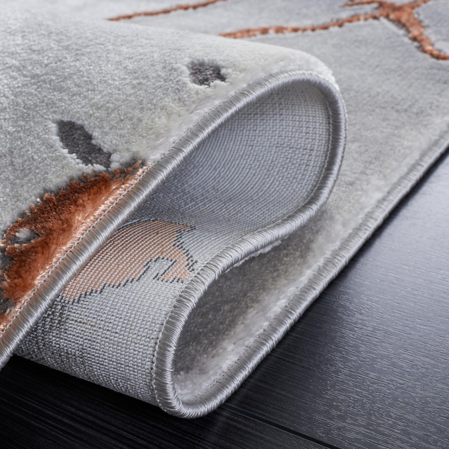 SAFAVIEH Craft Collection Area Rug - 6'7" x 9', Grey & Orange, Modern Abstract Design, Non-Shedding & Easy Care, Ideal for High Traffic Areas in Living Room, Bedroom (CFT852G)