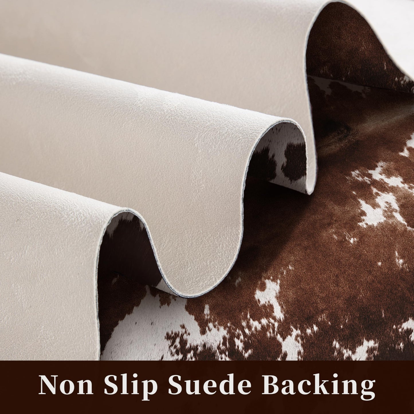 WARM HAVEN Cow Hide Faux Cowhide Rug: Cow Print Rug for Living Room Bedroom 4.6x5.2 Feet - Animal Print Skin Black and Brown Western