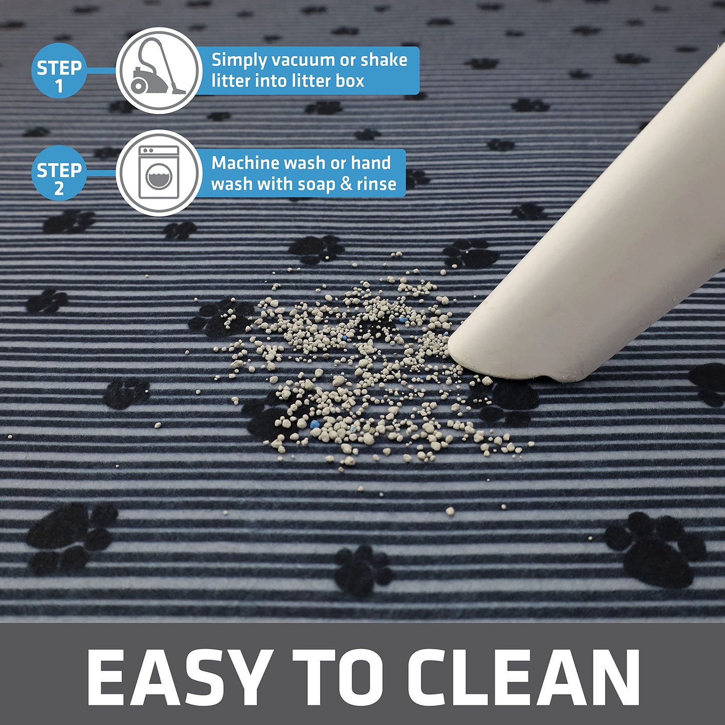 Drymate Cat Litter Box Mat, Litter Trapping Mat, Waterproof, Urine-Proof, Absorbent, Machine Washable, Soft on Paws, Contains Mess, Protects Floors, Kitten Supplies, Dark Grey, 28x36 XL