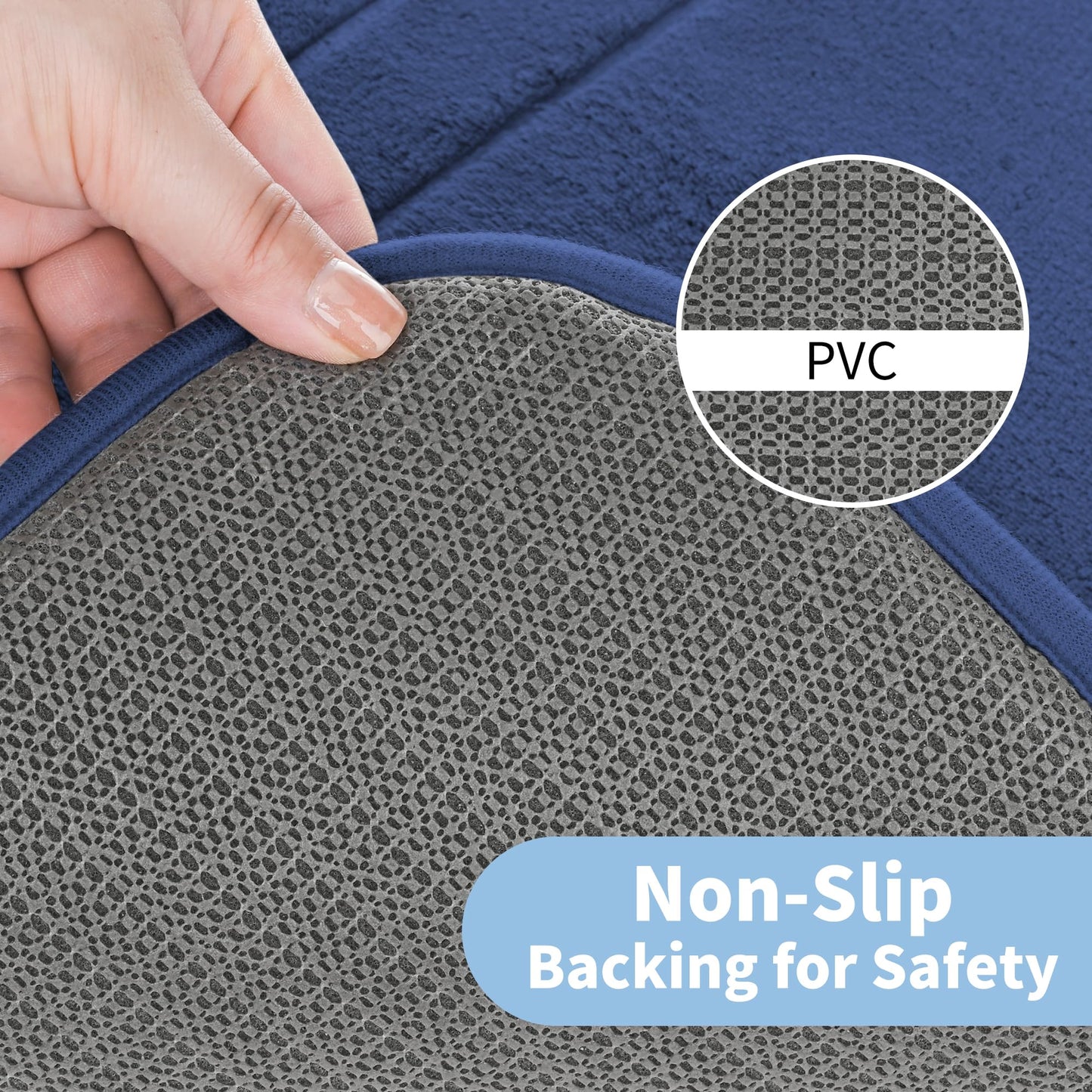 Cupic Cupid Super Soft Memory Foam 20" x 32" Bath Mats for Bathroom Floor Shower & Tub, Navy Blue Bathroom Rugs Non Slip Washable, Water Absorbent Bath Rugs, Quick Dry Bath Carpet