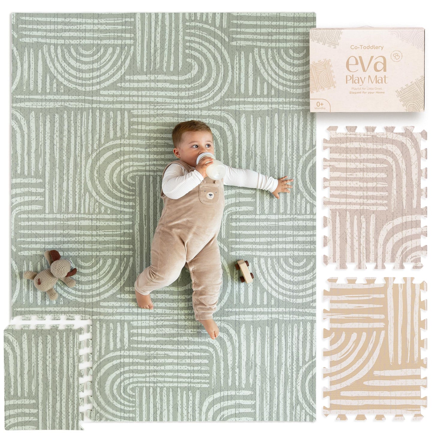 Baby Play Mat – Premium Foam Playmat for Babies & Toddlers, 67" x 48", Neutral Modern Look, Easy-Clean & Non-Toxic, Decor-Friendly Baby Floor Play Mat for Any Room – Co-Toddlery