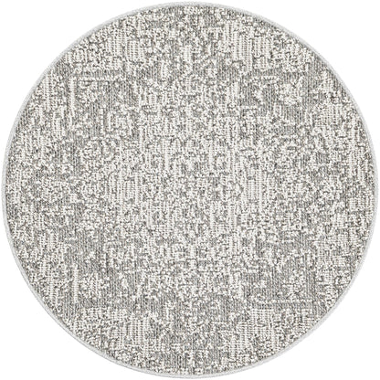 Rugs.com - Outdoor Traditional Rug – 3 Ft Round Light Gray Washable Indoor/Outdoor Rug – Perfect for Patios, Decks, and Porches