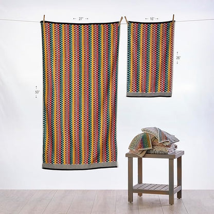 SKL Home Mid-Century 100% Cotton Premium 2-Piece Hand Towel Set, 450 GSM