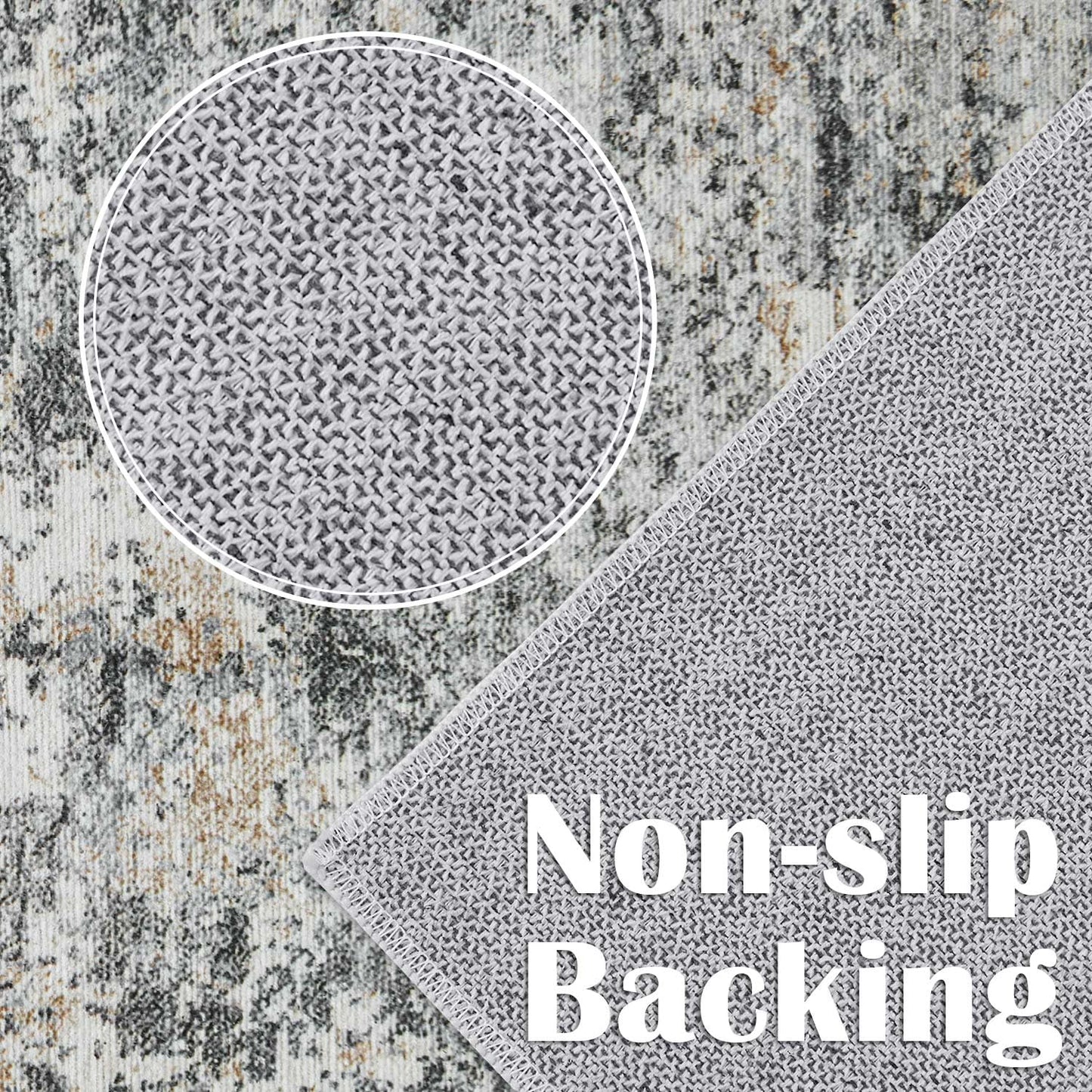 jinchan Runner Rug 2x6 Washable Modern Rug Abstract Hallway Runner Grey Multi Print Overdyed Indoor Mat Contemporary Lightweight Non-Slip Thin Carpet for Kitchen Laundry Bedroom Living Room