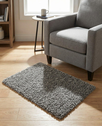 Rugs.com - Solid Shag Rug – 2' x 3' 1 Cloud Gray Shag Rug – Plush Accent for Nurseries, Playrooms, and Bedrooms