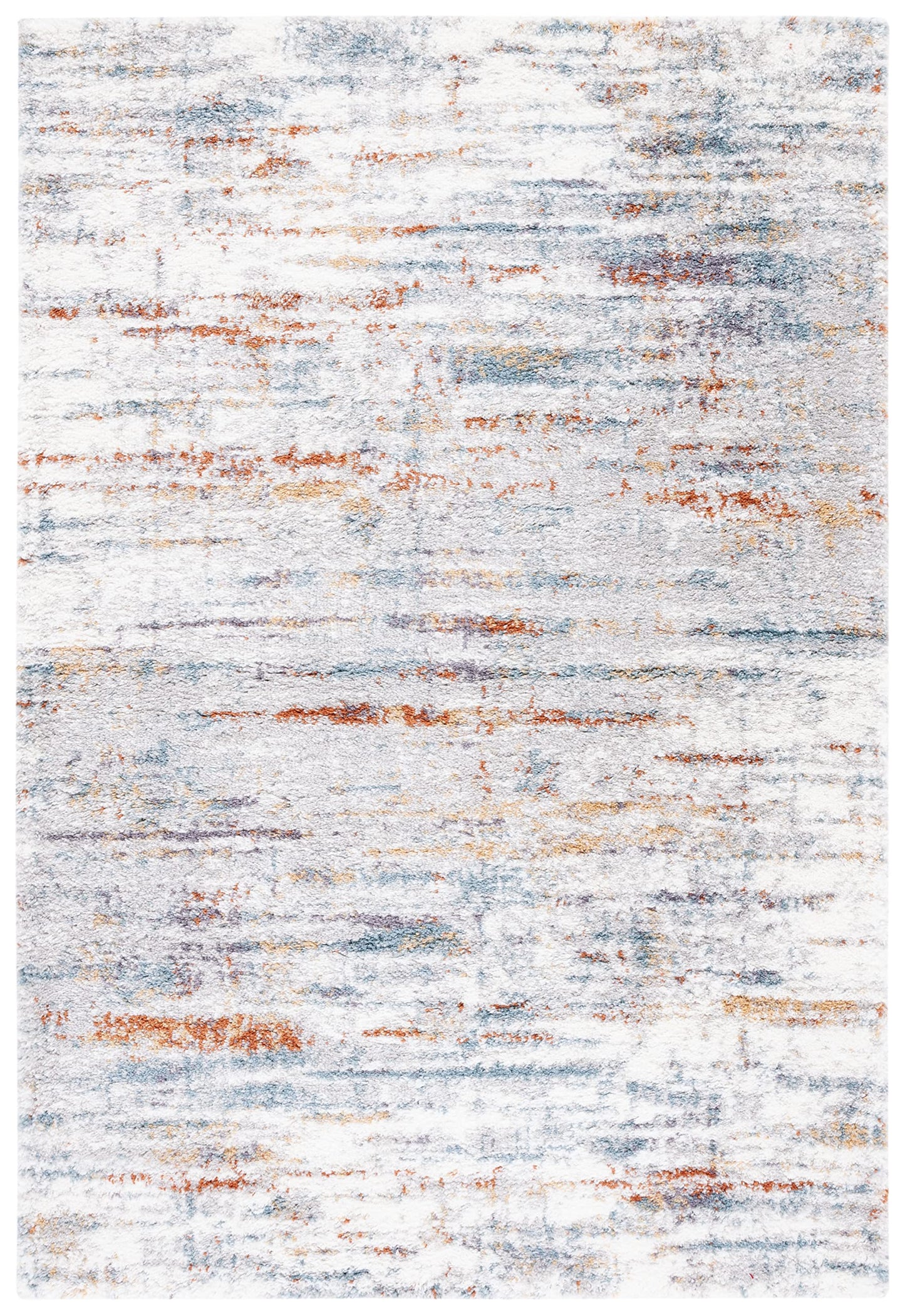 SAFAVIEH Berber Shag Collection Area Rug - 9' x 12', Blue Rust & Ivory, Modern Abstract Design, Non-Shedding & Easy Care, 1.25-inch Thick Ideal for High Traffic Areas in Living Room, Bedroom (BER577A)