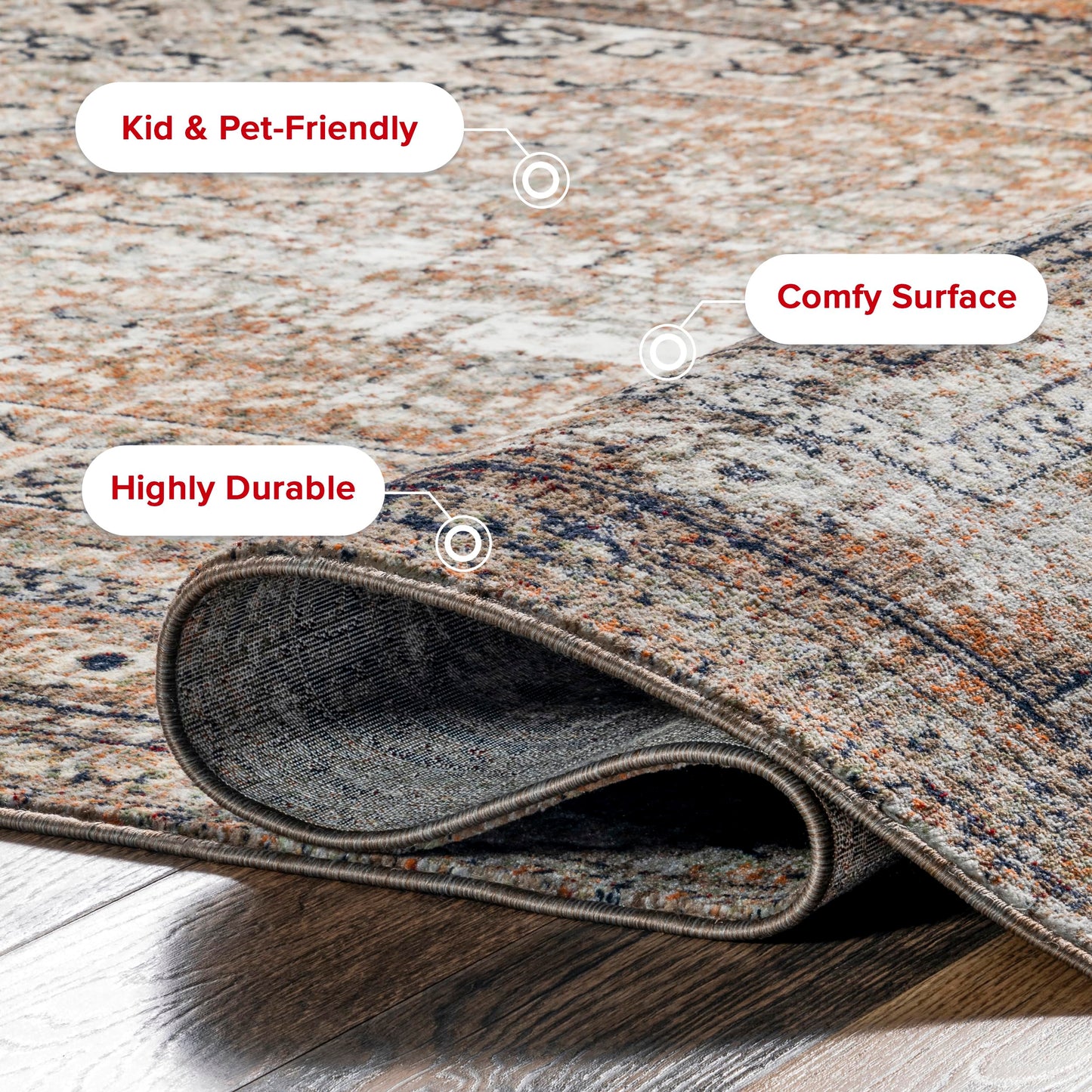 Nuloom Fringed Performance Charvi Beige/Ivory, 10' x 13' Distressed Medallion, Soft and Cozy, High Traffic, Stain Resistant, Easy Clean, Durable Area Rug for Bedroom, Living Room, Dining, Foyer