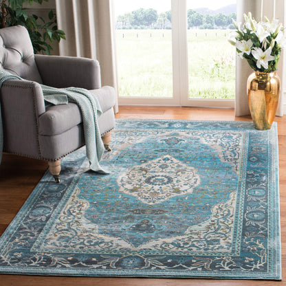 SAFAVIEH Luxor Collection Area Rug - 5'3" x 7'7", Turquoise & Beige, Handmade Boho Chic Oriental, Ideal for High Traffic Areas in Living Room, Bedroom (LUX342K)