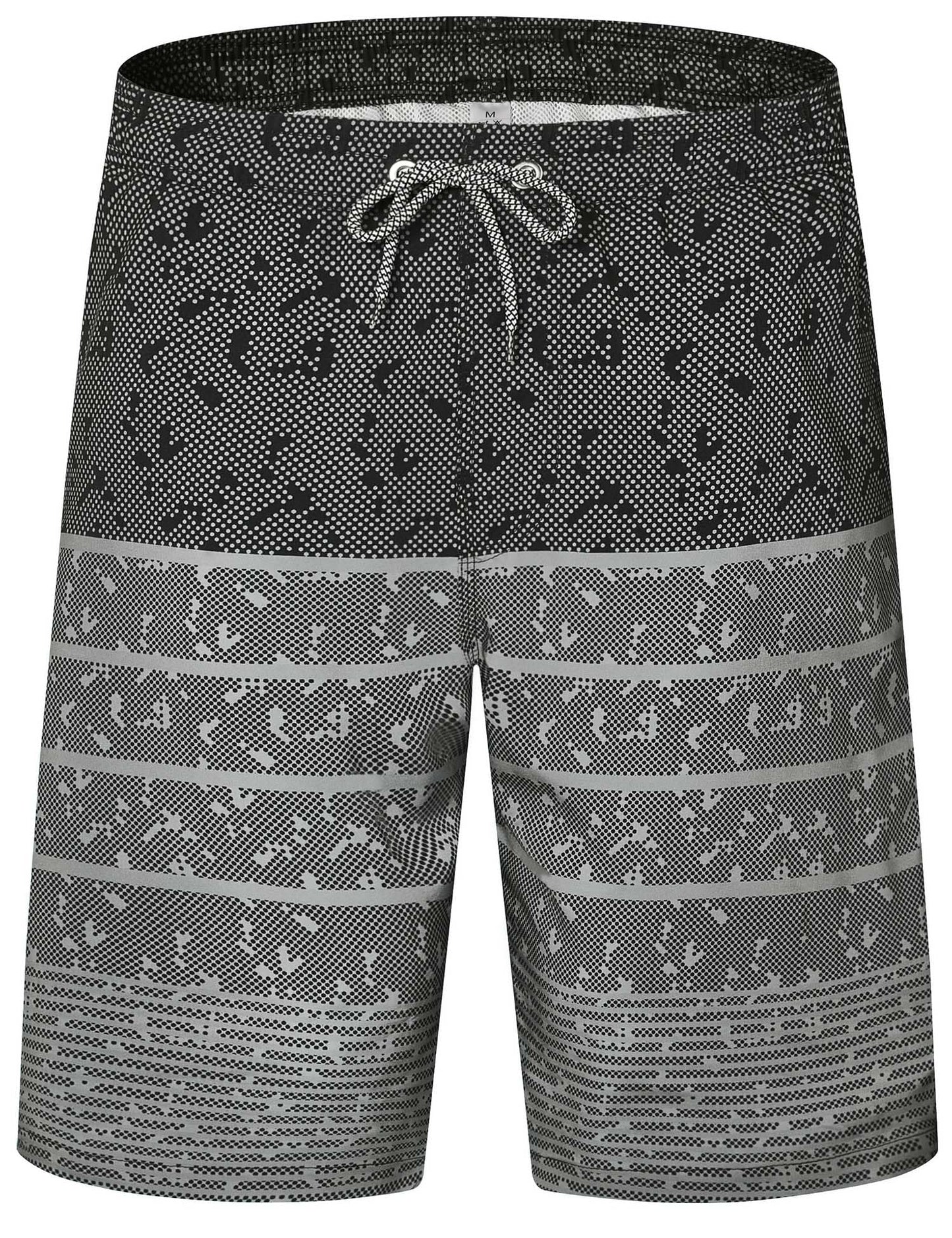 ELETOP Men's Swim Trunks Quick Dry Bathing Suit Swimming Board Shorts Mesh Lining Beach Swimwear Stripe Grey M