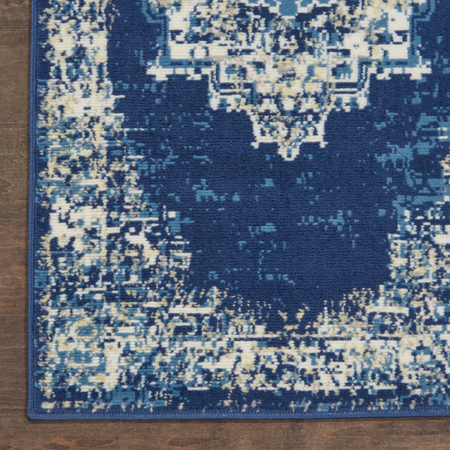 Nourison Home Grafix Navy Blue 7' x 10' Area Rug - Easy Clean, Non Shedding, Bed Room, Living Room, Dining Room, Kitchen (7' x 10')