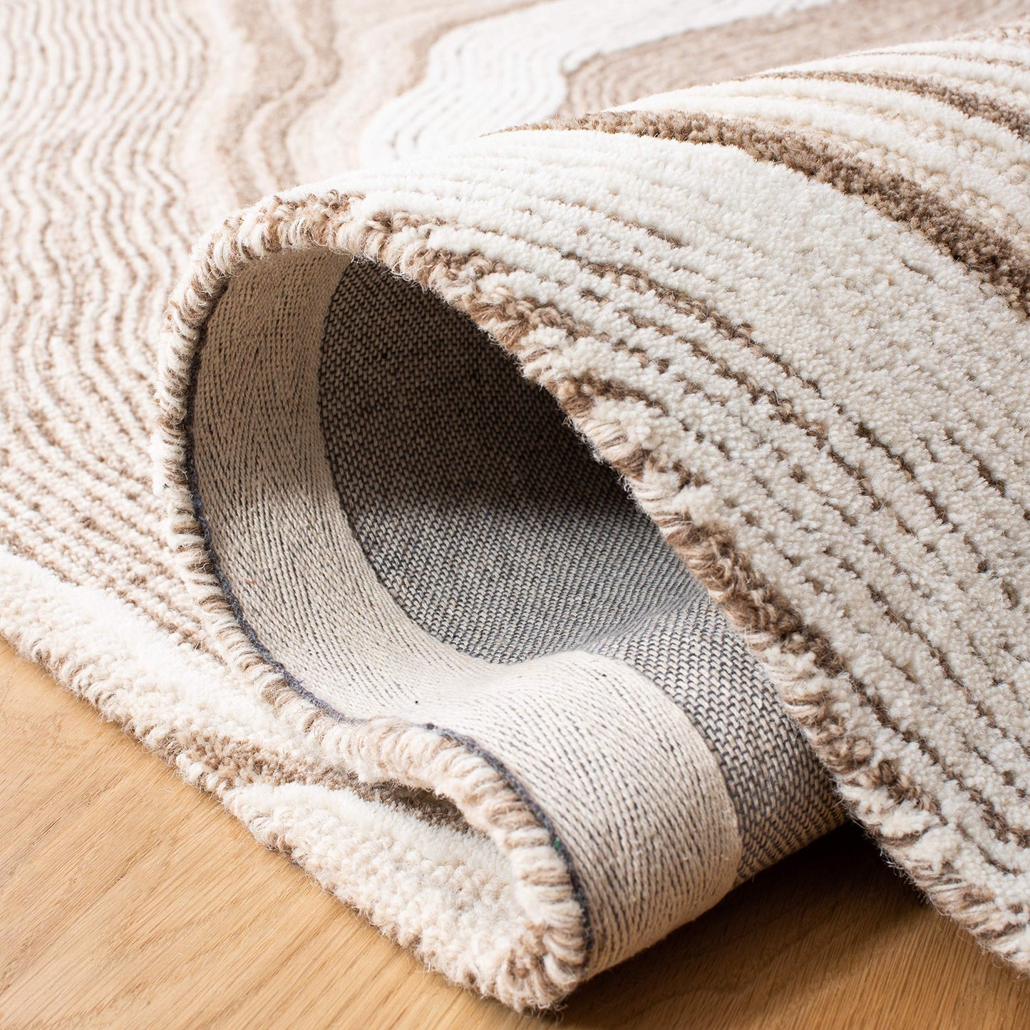 SAFAVIEH Fifth Avenue Collection 2' 3" x 10' Beige/Ivory FTV121B Handmade Mid-Century Modern Wool Entryway Foyer Living Room Bedroom Runner Rug