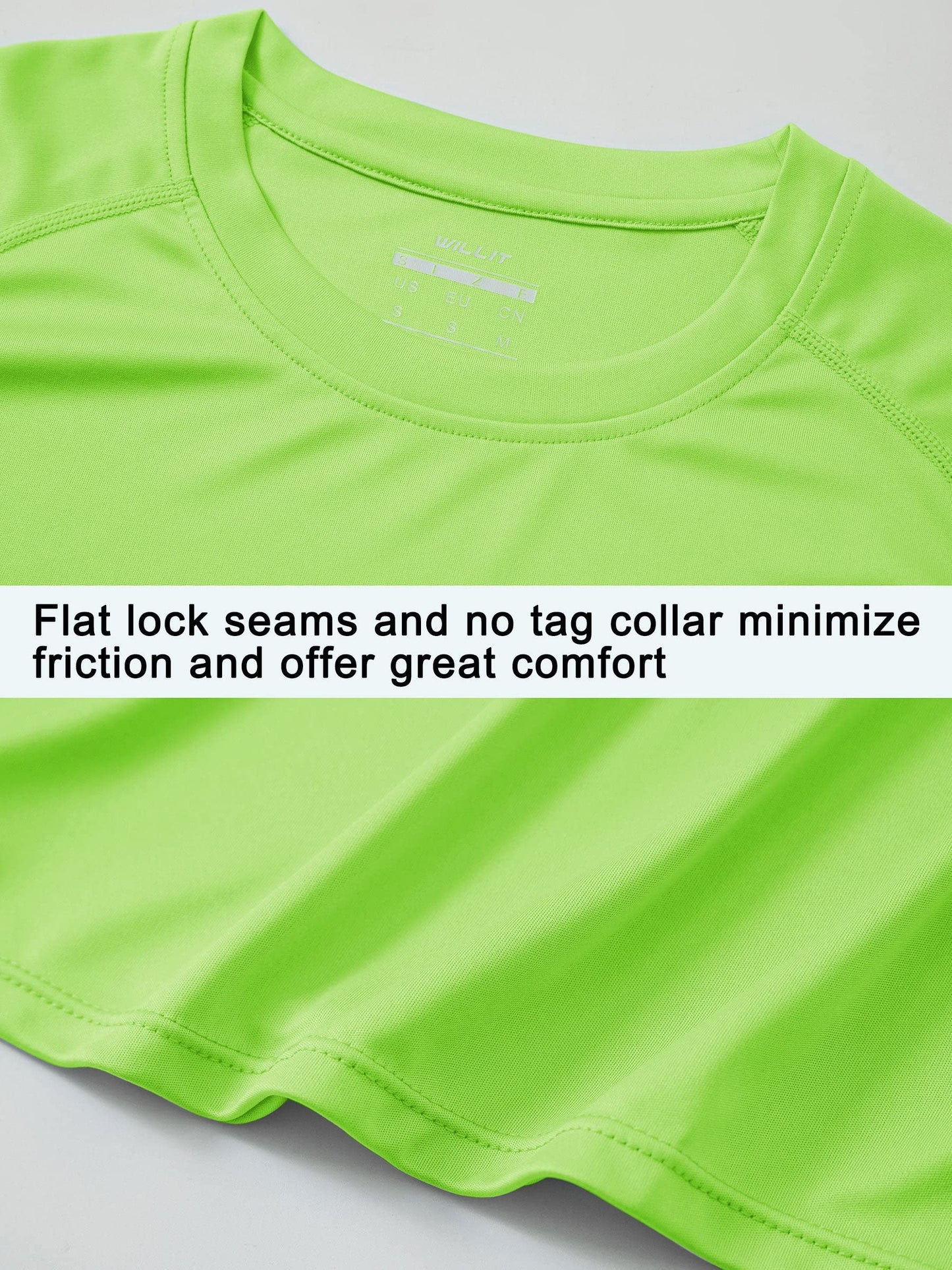 Willit Men's Rash Guard Swim Shirts UPF 50+ Long Sleeve Shirts Sun Protection SPF Hiking Fishing UV Shirt Fluorescent-Green XXL