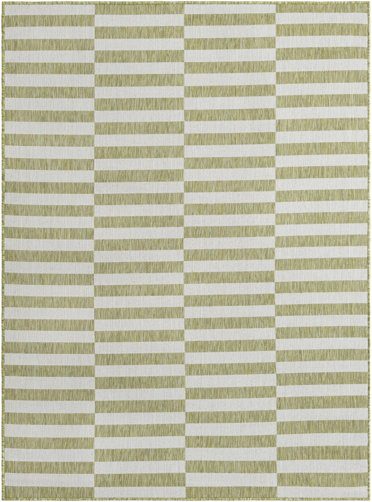 Unique Loom Outdoor Striped Collection Area Rug - Striped (5' 1" x 7' 1" Rectangle Green/Ivory)