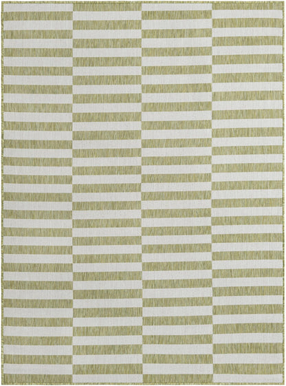 Unique Loom Outdoor Striped Collection Area Rug - Striped (5' 1" x 7' 1" Rectangle Green/Ivory)