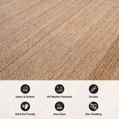 Rugshop Border Plain Indoor Outdoor Flat Woven Area Rug,Natural Jute-Style,Easy-Care Patio Rug for Backyard Porch Deck Balcony, 7'10" x 10' Sand/Natural