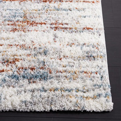 SAFAVIEH Berber Shag Collection Area Rug - 9' x 12', Blue Rust & Ivory, Modern Abstract Design, Non-Shedding & Easy Care, 1.25-inch Thick Ideal for High Traffic Areas in Living Room, Bedroom (BER577A)