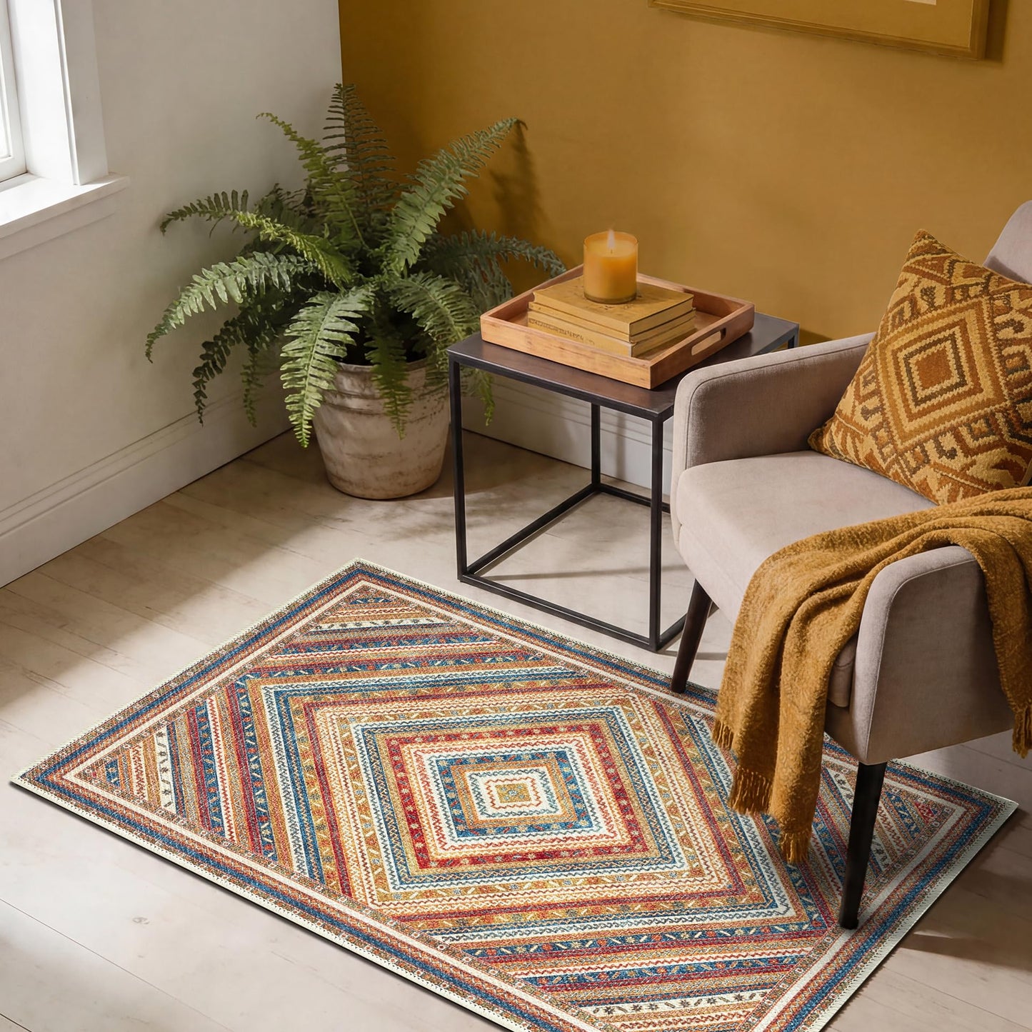 Keen Home Design 24"x36" Rug - Machine Washable Entry Rug with Non-Slip Backing, Ideal for Entryway, Kitchen, Bathroom, Laundry Room - Vintage, Easy Clean, Durable, Low Pile - (2' x 3')
