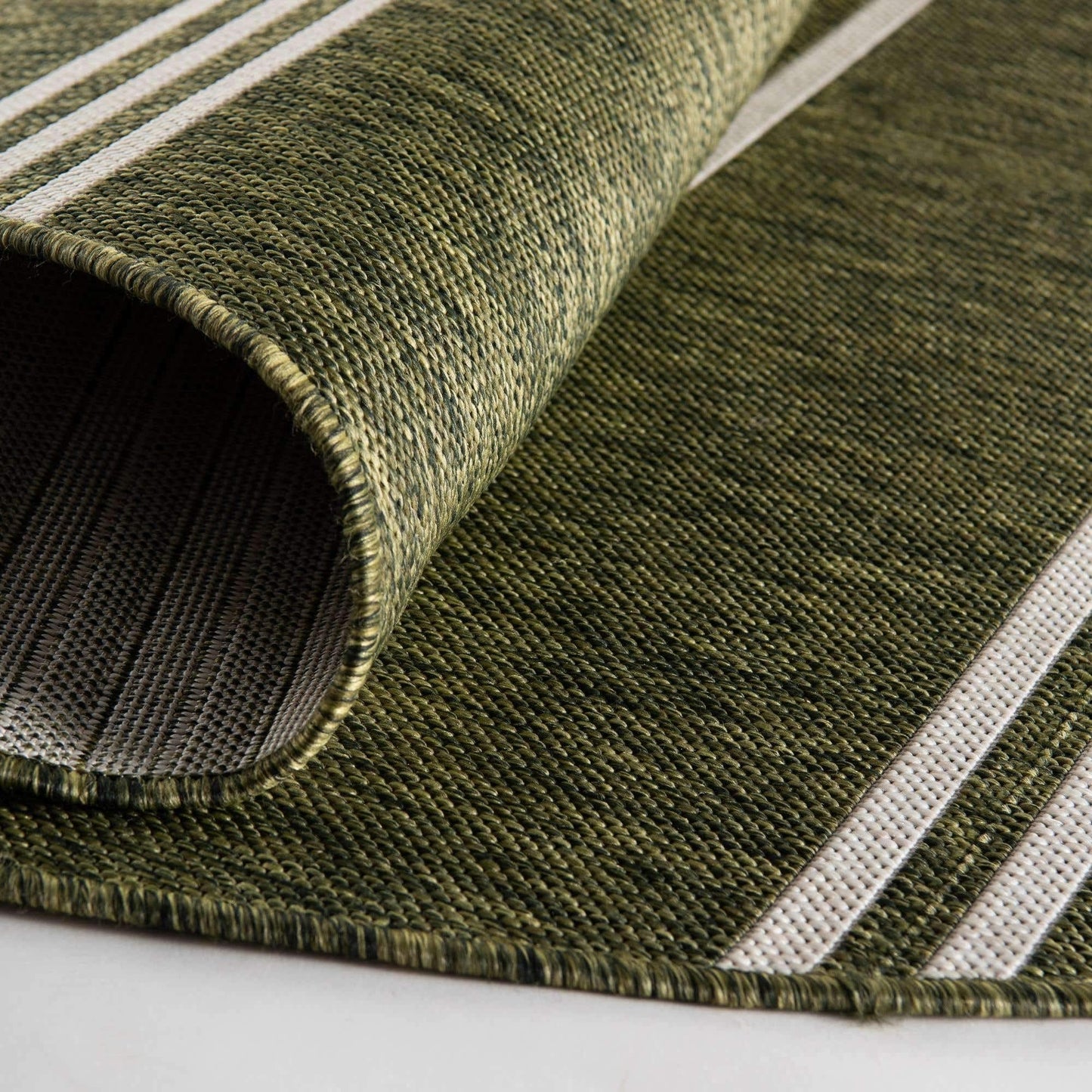 Unique Loom Outdoor Collection Area Rug - Anguilla (5' 3' x 8' Oval, Green/ Ivory)