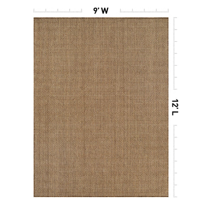 Rugshop Diamond Grid Indoor Outdoor Flat Woven Area Rug,Natural Jute-Style,Easy-Care Patio Rug for Backyard Porch Deck Balcony, 9' x 12' Sand/Natural