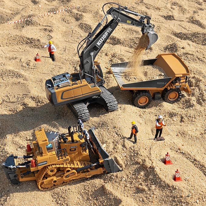 Remote Controlled Bulldozer 9-Channel Metal RC Construction Vehicle Toy with Lights Sound and Rechargeable Battery Remote Controlled Bulldozer Toy Gift for Kids Boys Girls Aged 4-12 (2.4 GHz)
