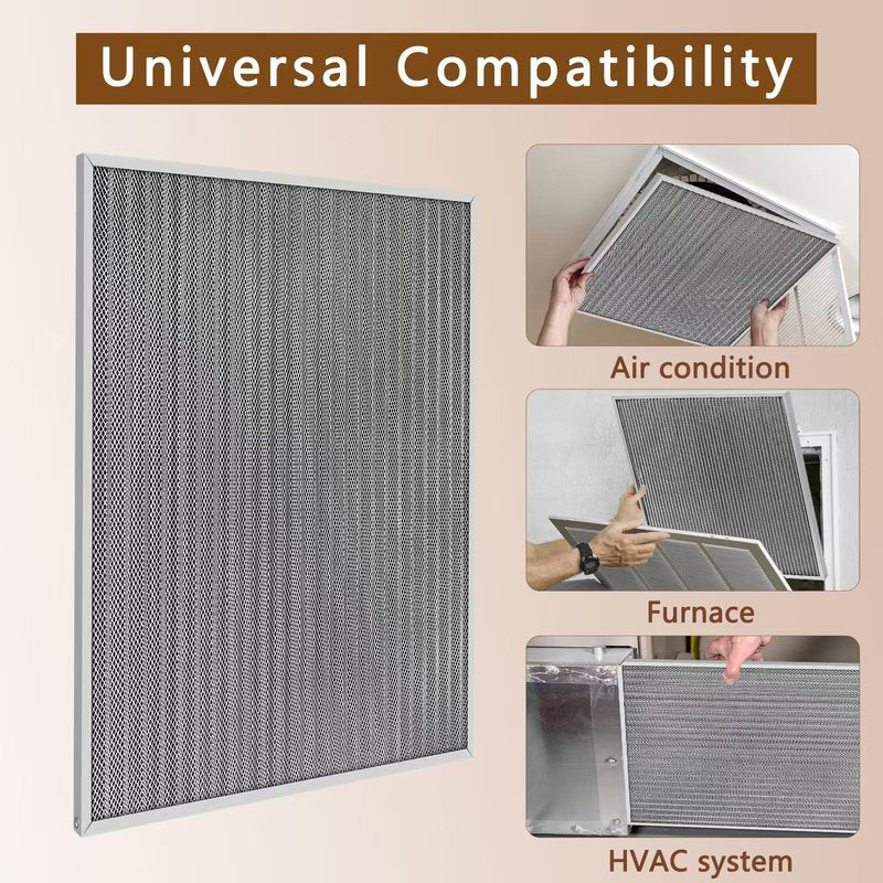 20x25x1 Air Filter, Reusable Air Filter - MERV 8, Washable Aluminum Permanent Electrostatic Filter - Long Service Life - For - Home and Office HVAC, Fireplace Systems (20x25x1)