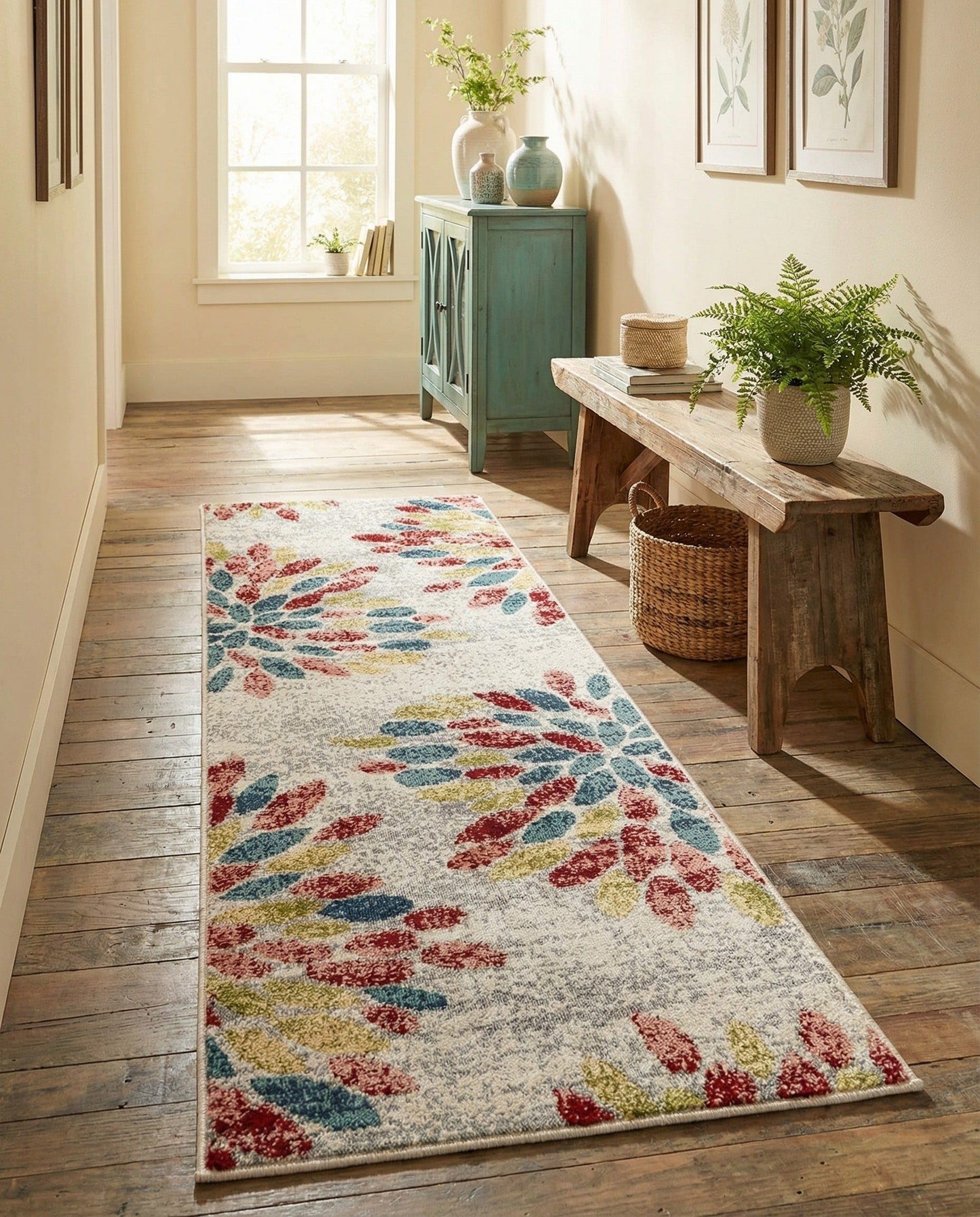 Rugs.com - Charleston Rug – 6 Ft Runner Multi Modern Floral Easy-Clean Rug – Perfect for Hallways, Kitchens, and Entryways
