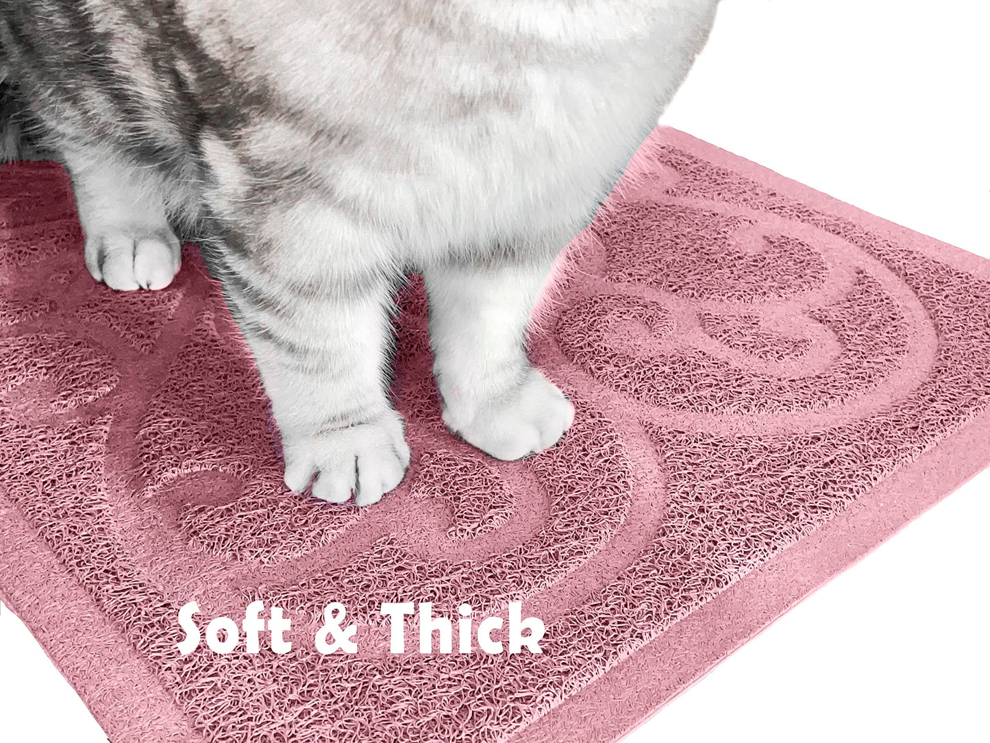 PetLike Cat Litter Box Mat, Thick Kitty Litter Trapping Mat, Durable,Waterproof &Washable with Non-Slip Backing, Soft on Kitty Paws and Easy to Clean, BPA Free
