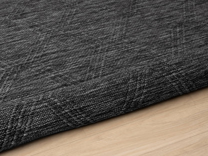 RUGGERRUGS Darla Textured Foldable Indoor Outdoor Rug, 8x10, Weather Resistant, Easy Clean, Lightweight Contemporary Geometric Patio Carpet for Porch, Deck, Living Room (8' x 10', Charcoal)