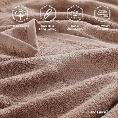 LANE LINEN 100% Pure Cotton Bath Sheets 4 Pack