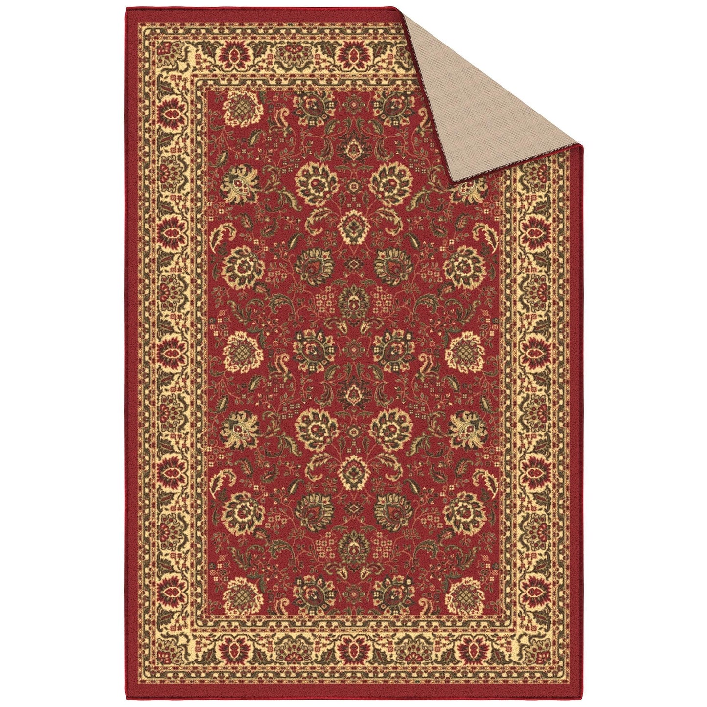 Ottomanson 3'3" x 4'7" Rugs for Living Room Oriental Area Rug for Bedroom - Non Slip Durable Large Floor Carpet for High Traffic Areas - Indoor Rug for Dining Room Kitchen Kids Playroom, Red