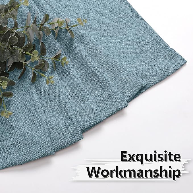 Tollpiz Linen Curtain Living Room Rod Pocket Semi Sheer Curtains Burlap Light Filtering Thick Linen Drape for Bedroom, 54 x 72 inches Long, Dusty Blue, Set of 2 Panels