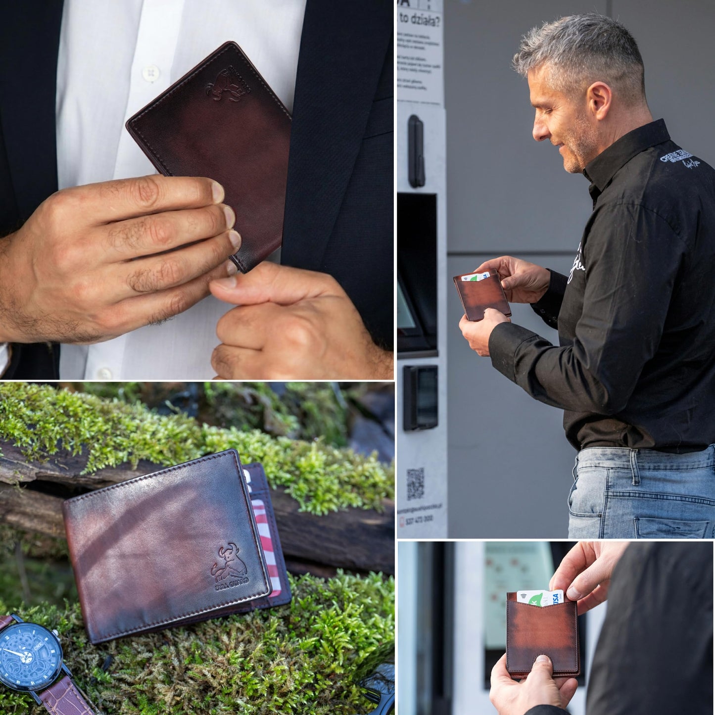 BULL GUARD Bifold Leather Wallet Slim No Air Tag