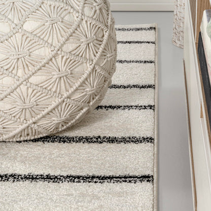 JONATHAN Y Williamsburg Minimalist Stripe Cream/Black Indoor Area Rug, 3x5, Contemporary, Modern, Easy-Cleaning for Living Room, Bedroom, Kitchen, Pet Friendly, Non-Shedding (MOH201D-3)