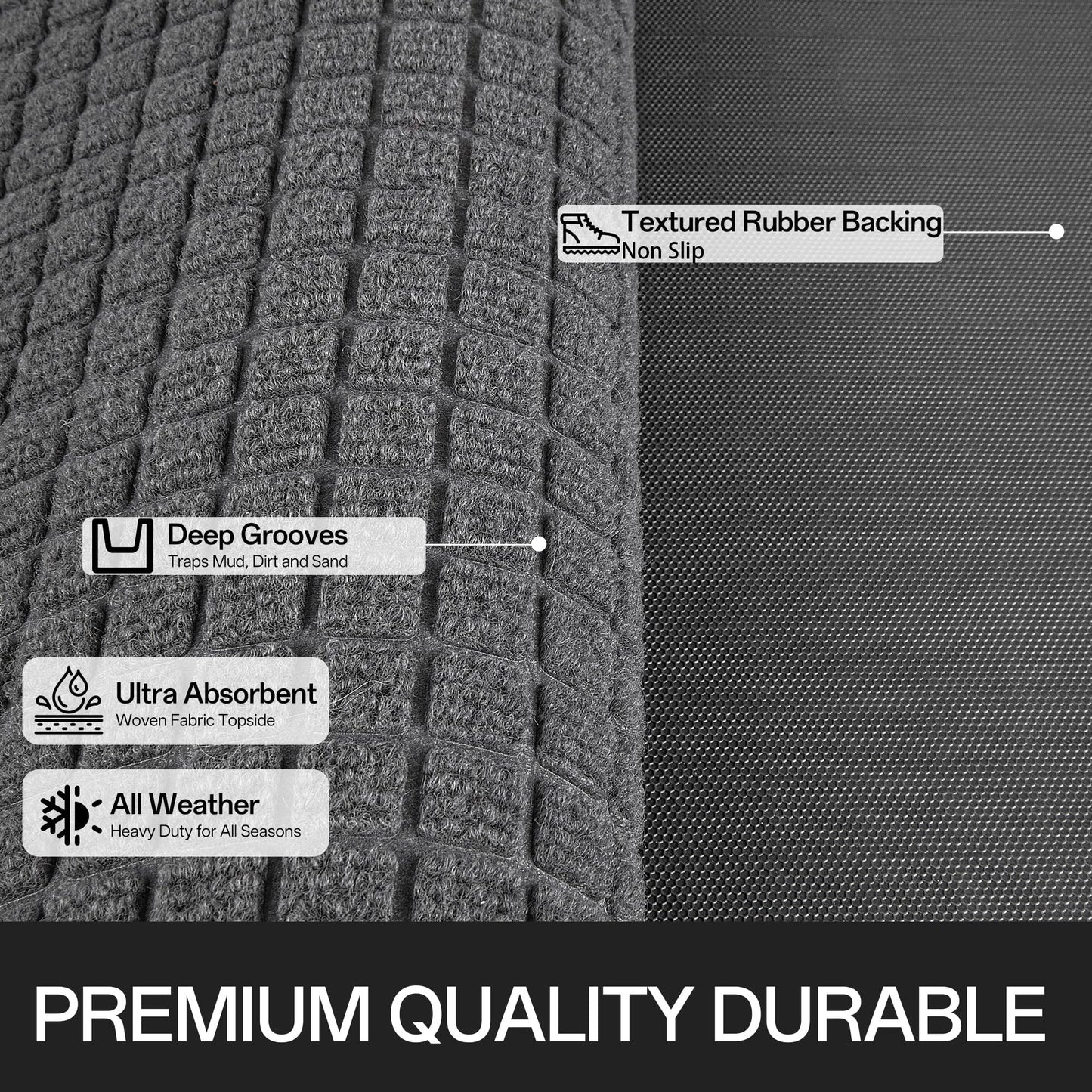 Cybstrax Front Door Mat Indoor Outdoor, 36"x48" Heavy Duty All-Weather Doormat, Non-Slip Waterproof Absorbent Commercial Floor Mat for Garage, Patio, High Traffic Areas