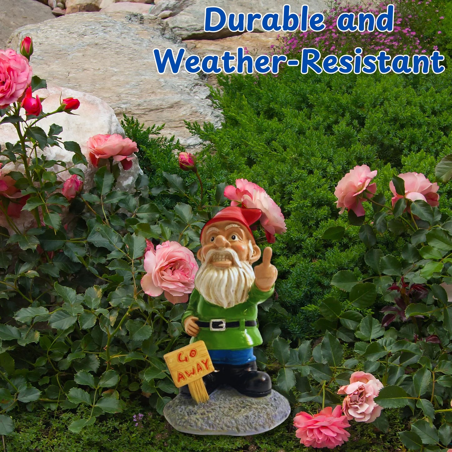 Go Away Gnome with Middle Finger, Gnome Flipping the Middle Finger, Garden Gnomes Decoration, Funny Gnomes Inappropriate, Christmas Lawn Ornaments, Outdoor Statues Decorations (Go Away, S)