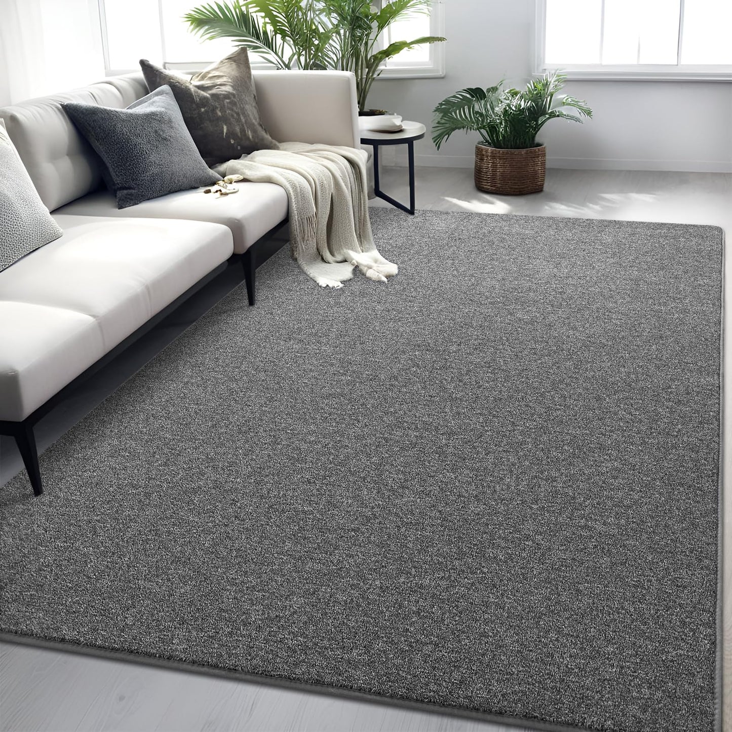 FALARK 4x6 Area Rugs for Bedroom Living Room, Dark Grey Soft Low-Pile Modern Indoor Thickened Memory Foam Non-Slip Washable Carpets for Kids Dorm Home Decor Rug