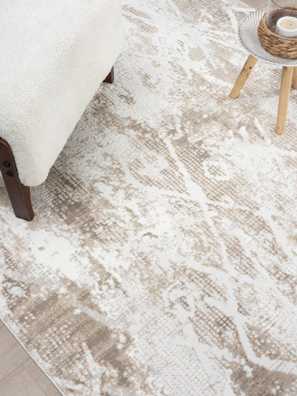 RUGGERRUGS Adel Modern Area Rug for Living Room, 5x7 Rustic Distressed Abstract Beige Neutral Rug, Medium Pile Stain Resistant Carpet for Bedroom, Dining Room or Kitchen (5' x 7', Beige)