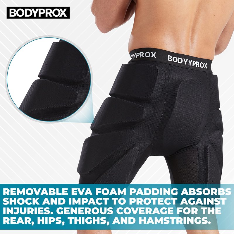 Bodyprox Protective Padded Shorts for Snowboard,Skate and Ski,3D Protection for Hip,Butt and Tailbone (Small) Black